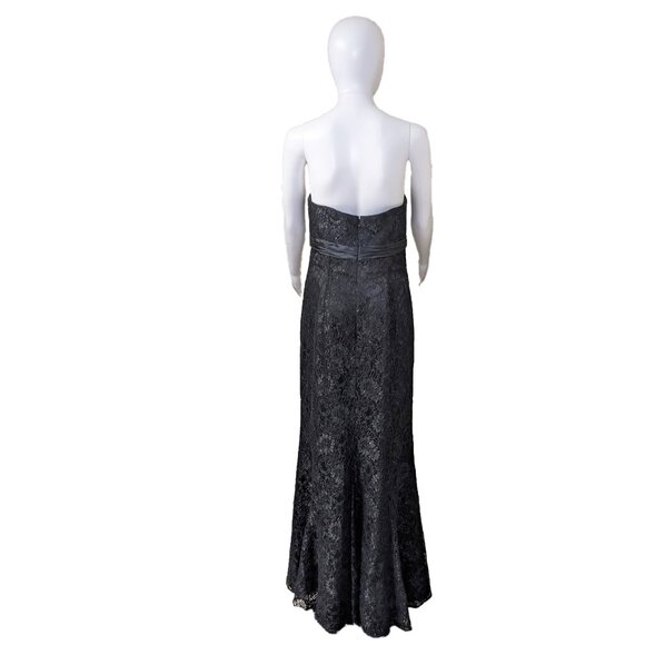 BADGLEY MISCHKA Black Lace Silk Strapless Gown - Picture 5 of 6
